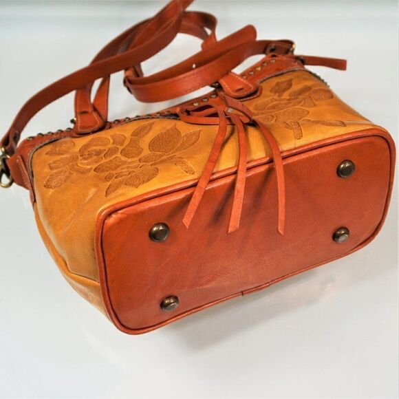 American West Texas Rose Crossbody Tote Western Tooled Leather Cowgirl Handbag